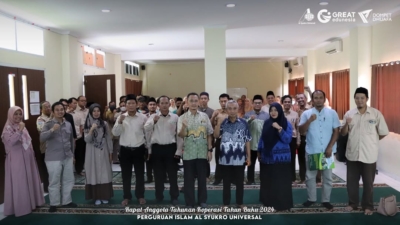Pelaksanaan Rapat Anggota Tahunan (RAT) Koperasi Guru dan Karyawan Piasyu, Tahun Buku 2024, Kamis 13 Maret 2025 di ruang Aula SMP Islam Al Syukro Universal – Ciputat – Tangerang Selatan.